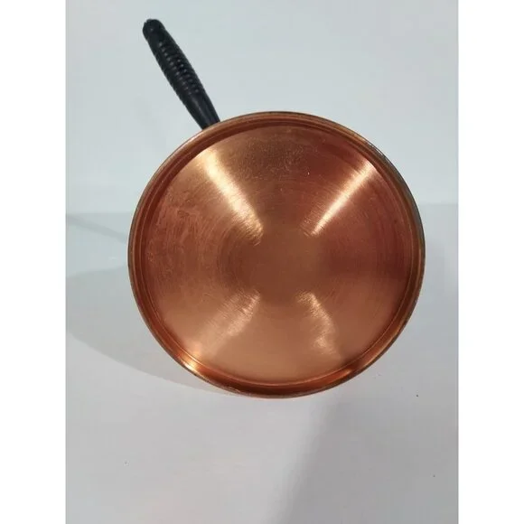 Copper Pot Chocolate Coffee Tea Kettle 8” Brass Wood Side Handle Vintage - Picture 8 of 13